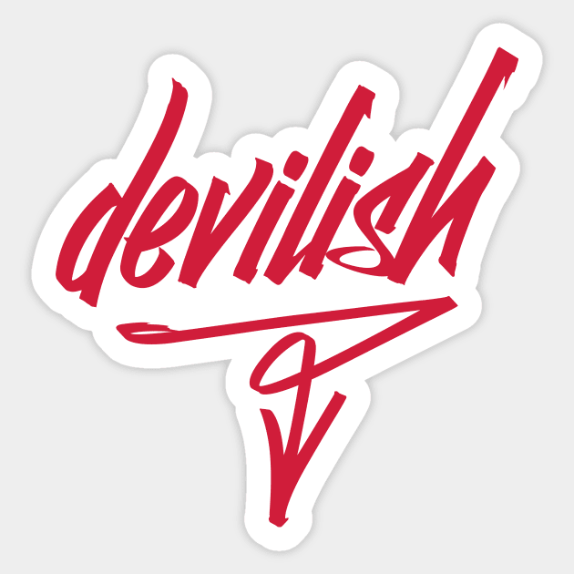 Devilish graffiti style graphic novelty attitude t-shirt Sticker by e2productions